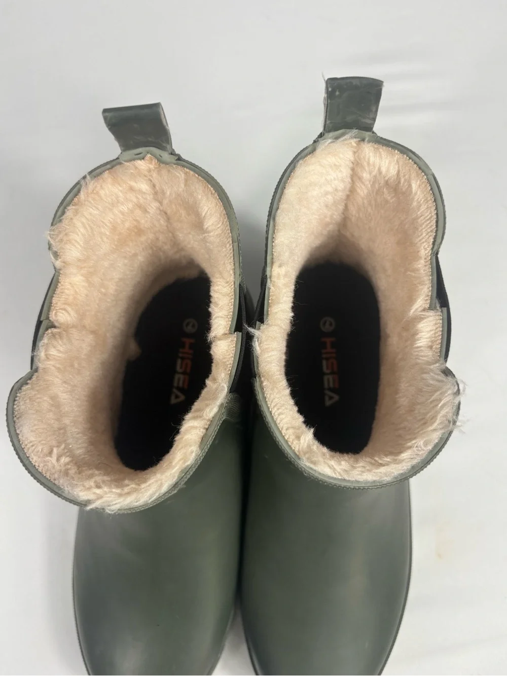 HISEA Olive Green Fleece-Lined Chelsea Rain Boots women’s size 7
